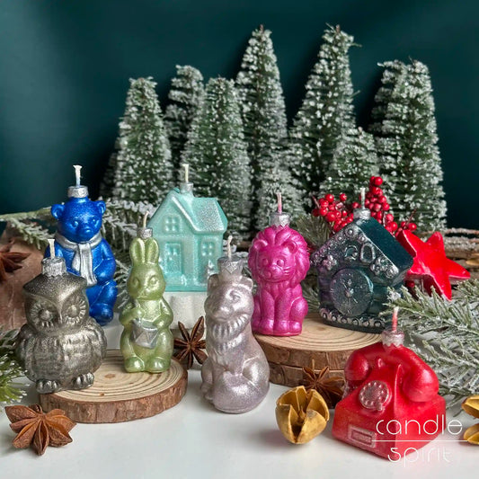 Vintage Christmas ornament candles - small holiday gift, corporate gift for clients, employees, business partners. Winter baby shower favours for guests.