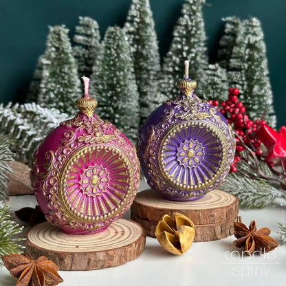 Pink and purple Christmas candles - romantic Valentine's Day gift for her, spring wedding decor, birthday gift for best friend