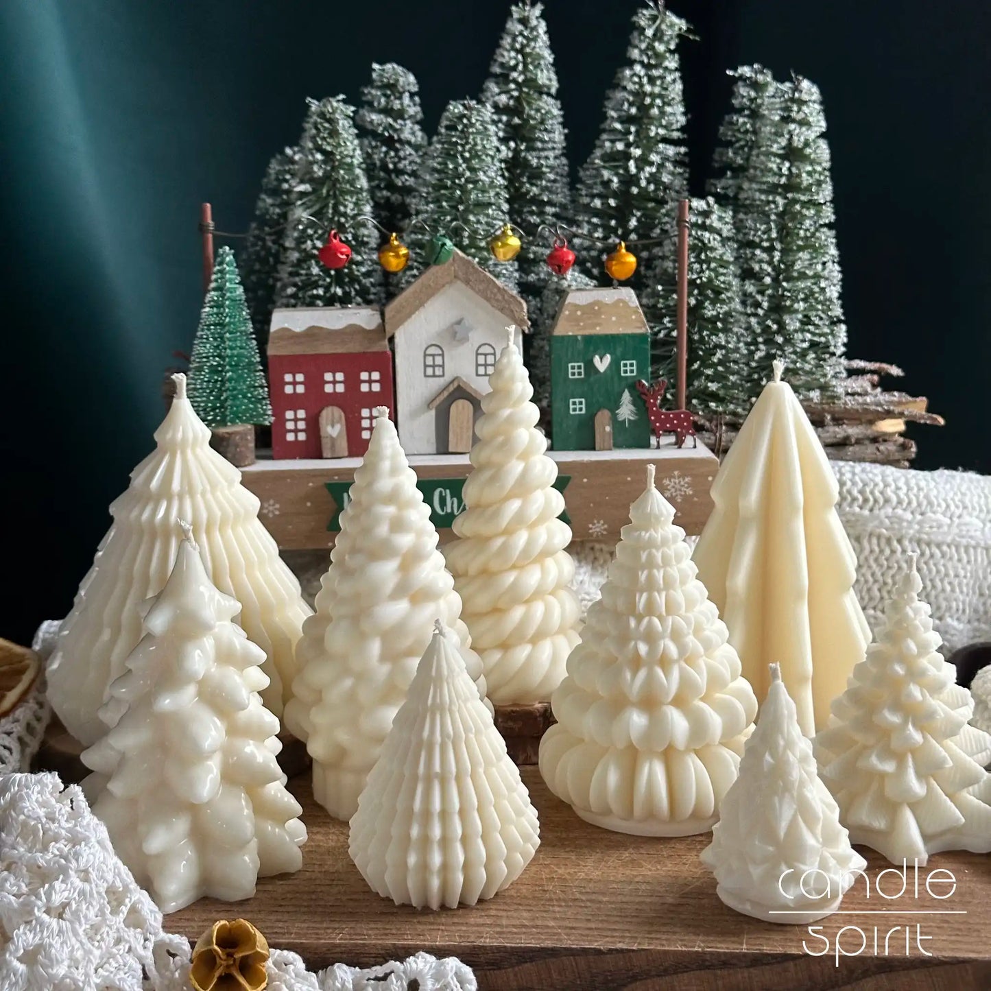 White scented Christmas tree candles - seasonal decor, Christmas gifts for family, friends, neighbours, holiday hosts and hostesses. 