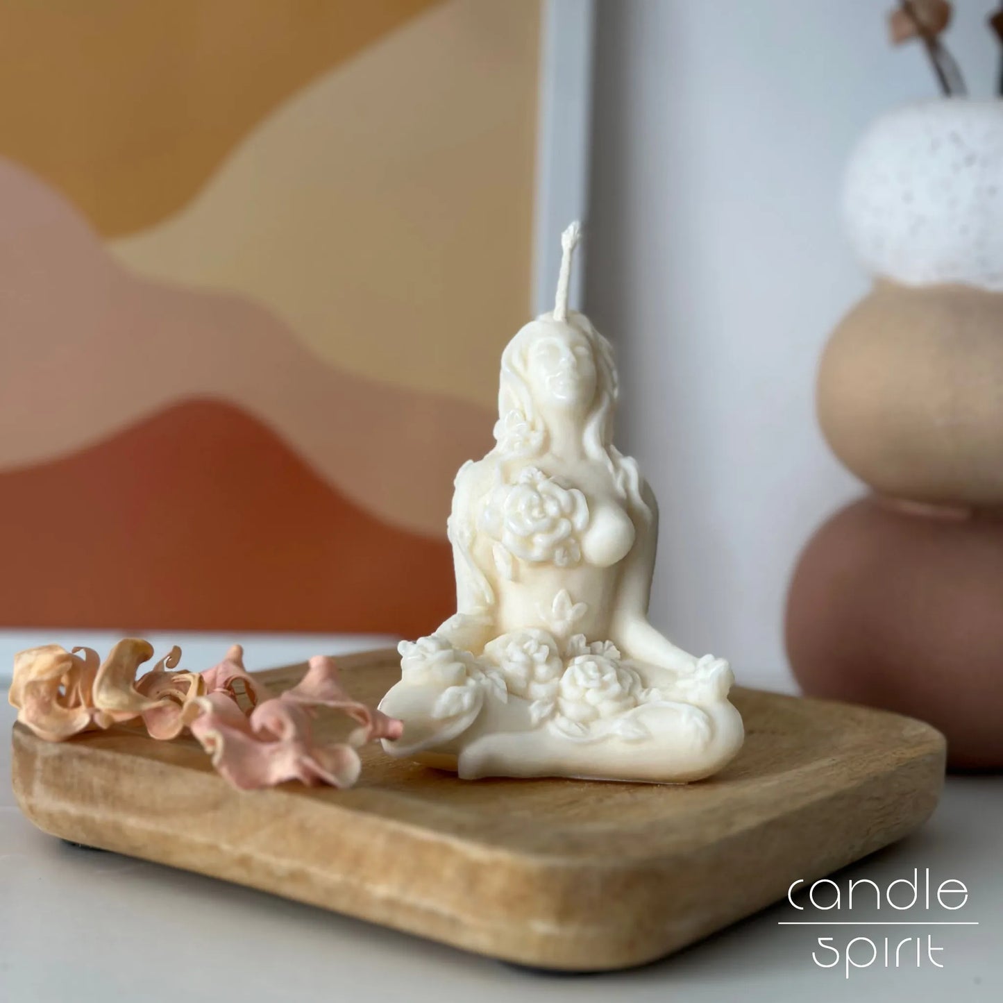 Yoga Lady Candle inspired by Mother Nature. Goddess yoga studios, retreats, altars decor.