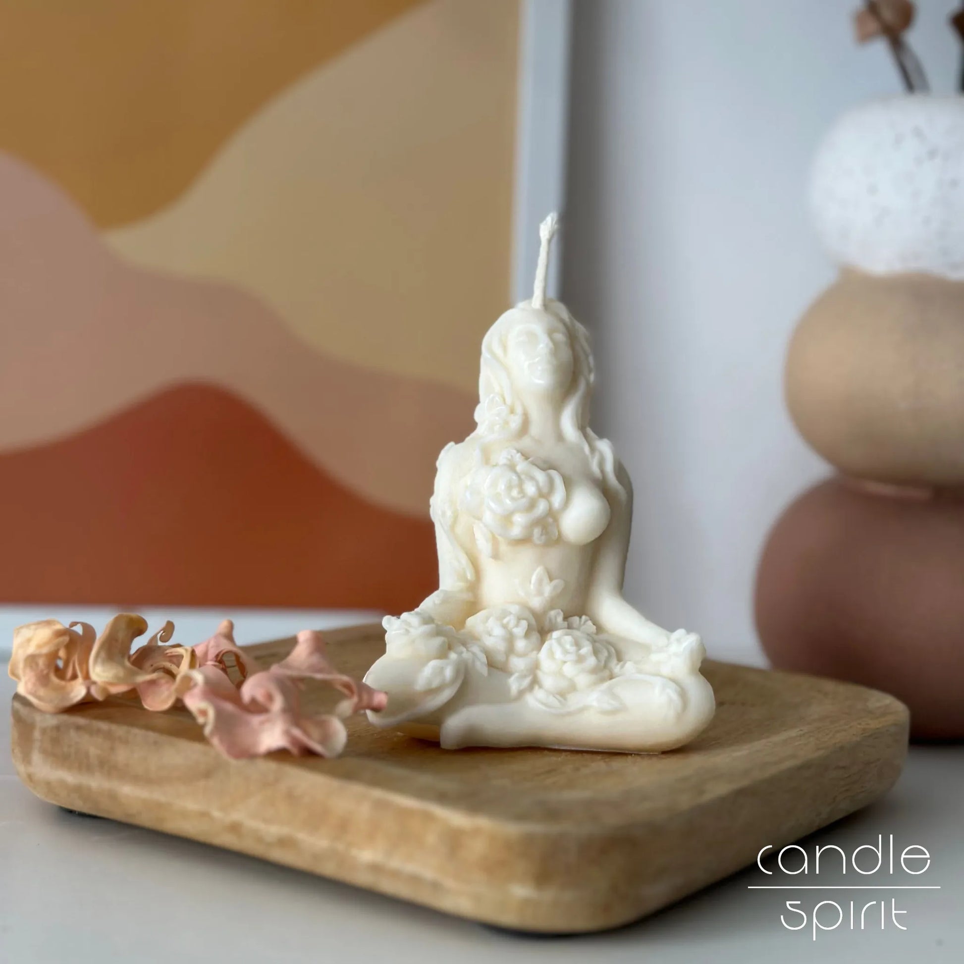 Yoga Lady Candle inspired by Mother Nature. Goddess yoga studios, retreats, altars decor.